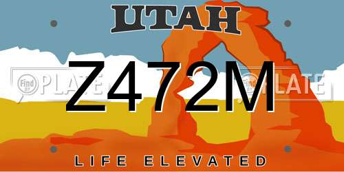 Z472M Utah License Plate