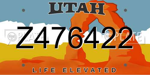 Z476422 Utah License Plate