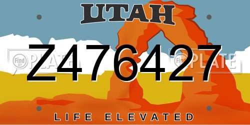 Z476427 Utah License Plate