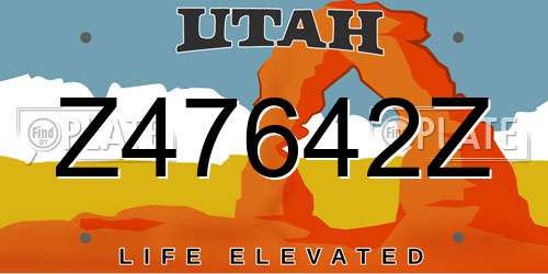 Z47642Z Utah License Plate
