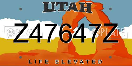 Z47647Z Utah License Plate