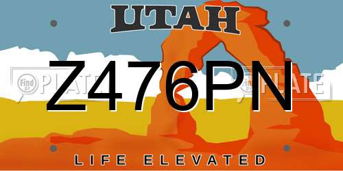 Z476PN Utah License Plate
