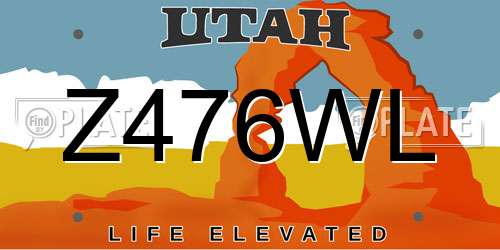 Z476WL Utah License Plate