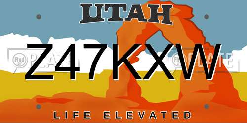 Z47KXW Utah License Plate