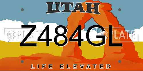 Z484GL Utah License Plate