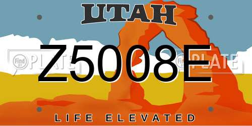 Z5008E Utah License Plate