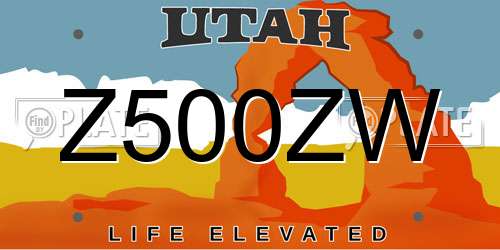 Z500ZW Utah License Plate