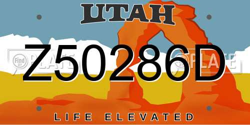 Z50286D Utah License Plate