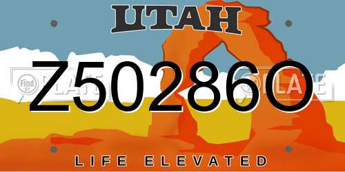 Z50286O Utah License Plate