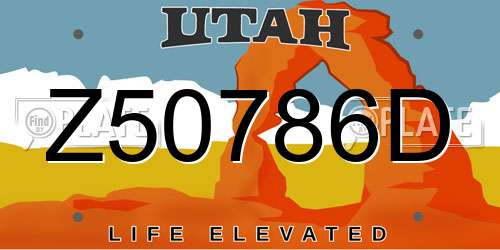 Z50786D Utah License Plate