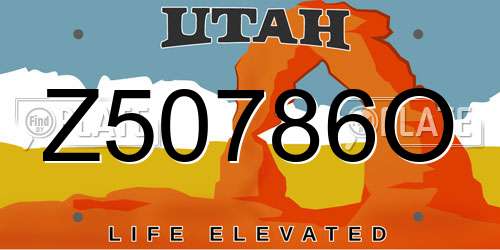 Z50786O Utah License Plate