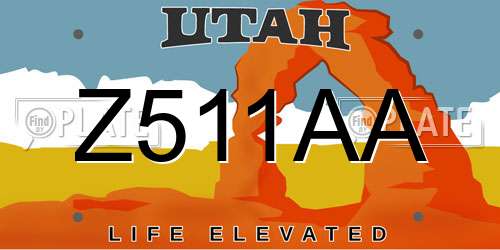 Z511AA Utah License Plate
