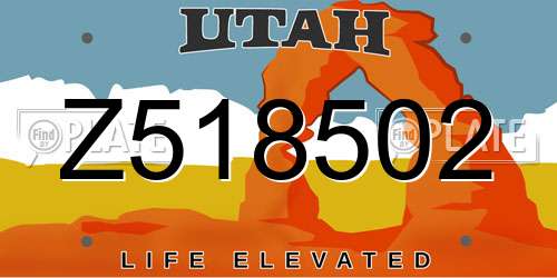 Z518502 Utah License Plate