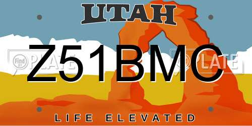 Z51BMC Utah License Plate