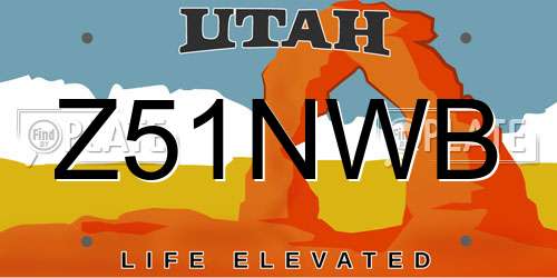 Z51NWB Utah License Plate