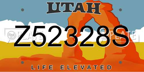 Z52328S Utah License Plate