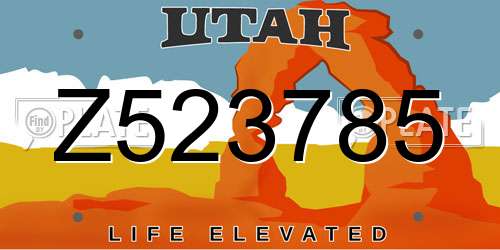 Z523785 Utah License Plate