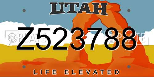 Z523788 Utah License Plate