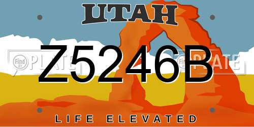 Z5246B Utah License Plate