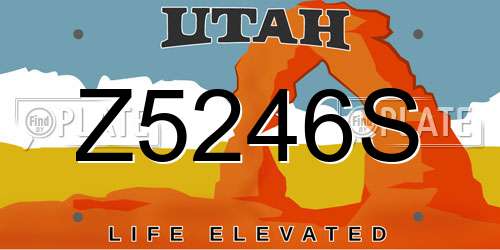 Z5246S Utah License Plate