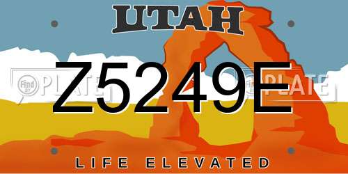 Z5249E Utah License Plate
