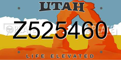 Z525460 Utah License Plate