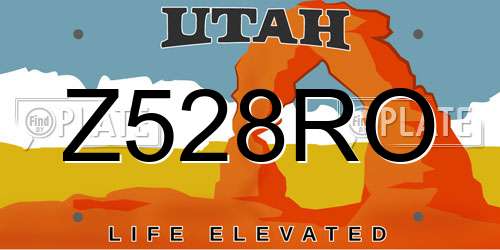 Z528RO Utah License Plate