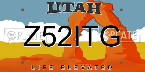Z52ITG Utah License Plate