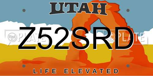 Z52SRD Utah License Plate