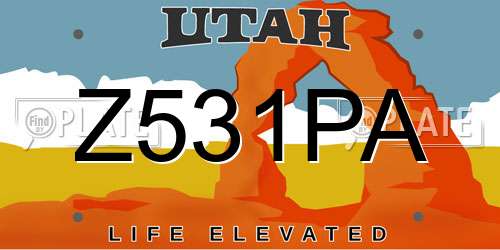 Z531PA Utah License Plate