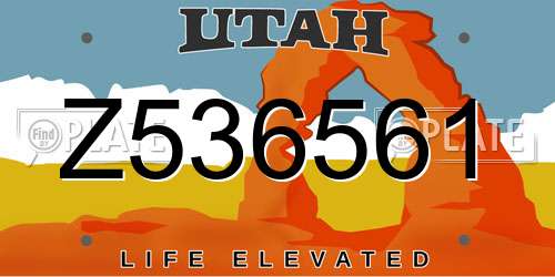 Z536561 Utah License Plate