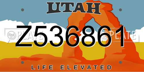 Z536861 Utah License Plate