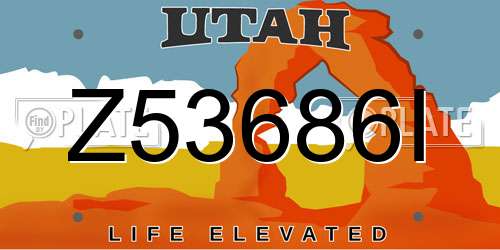 Z53686I Utah License Plate
