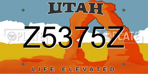 Z5375Z Utah License Plate