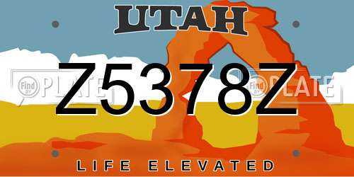 Z5378Z Utah License Plate