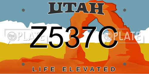 Z537C Utah License Plate
