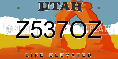 Z537OZ Utah License Plate