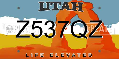 Z537QZ Utah License Plate