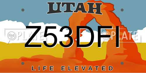 Z53DFI Utah License Plate