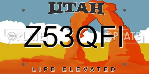 Z53QFI Utah License Plate