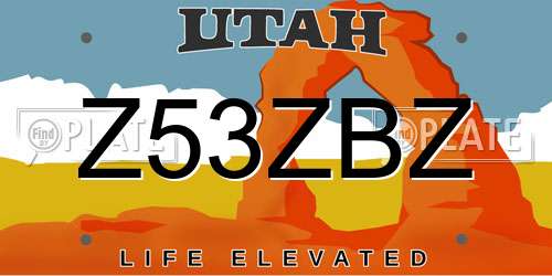Z53ZBZ Utah License Plate