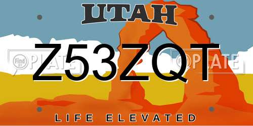 Z53ZQT Utah License Plate