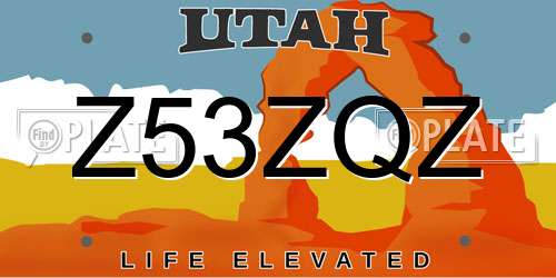 Z53ZQZ Utah License Plate
