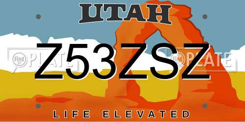 Z53ZSZ Utah License Plate