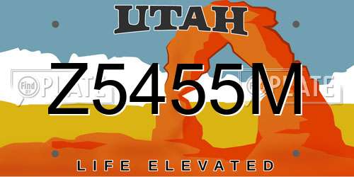 Z5455M Utah License Plate
