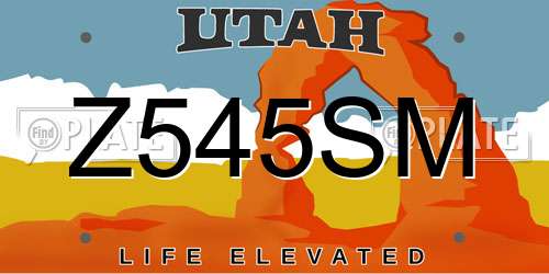 Z545SM Utah License Plate
