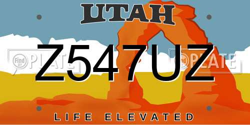 Z547UZ Utah License Plate