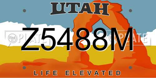 Z5488M Utah License Plate
