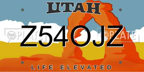 Z54OJZ Utah License Plate
