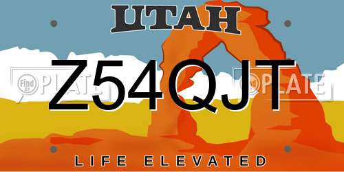 Z54QJT Utah License Plate